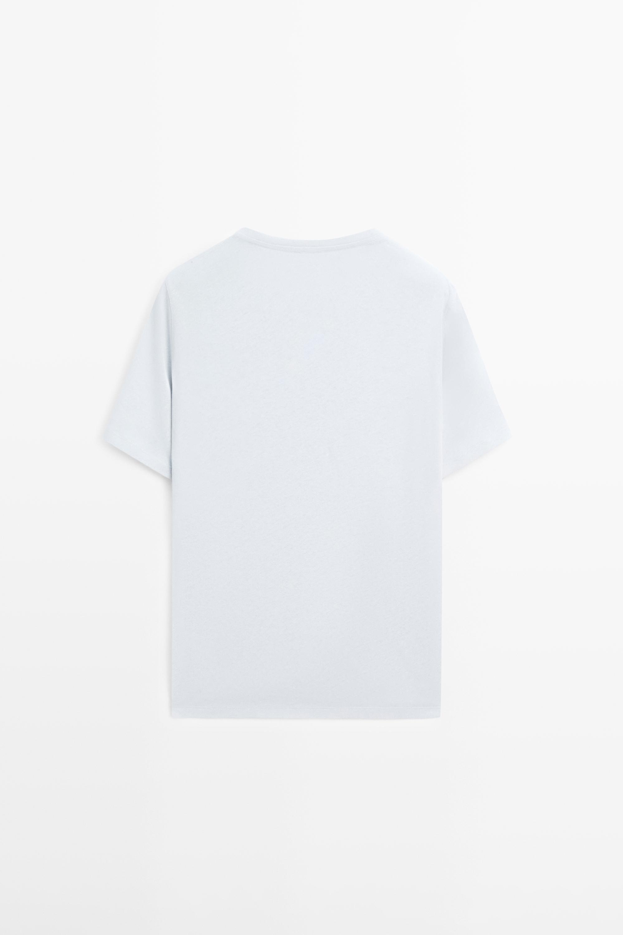 Short sleeve linen and cotton T-shirt